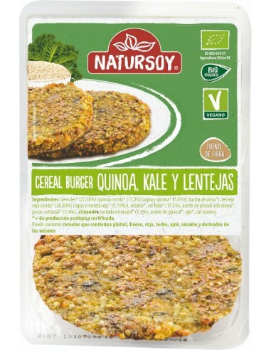 Refrig burger BIO quinoa kale  lentejas  pasas y almendras natursoy  200 g