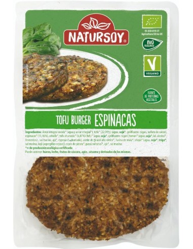 Refrig hamburguesa vegetal de tofu y espinacas 2 und. 160 g natursoy