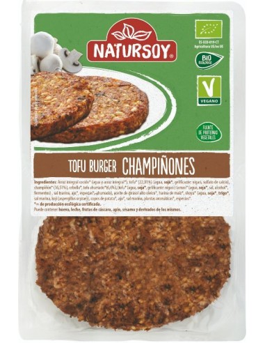 Refrig hamburguesa vegetal de tofu y champiñon 2 und. 160 g natursoy