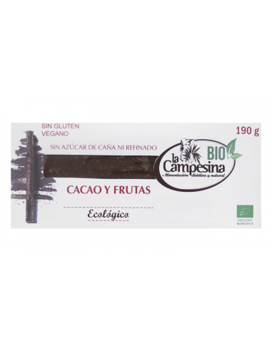 TURRON  CACAO Y FRUTAS BIOLOGICO 190 GR