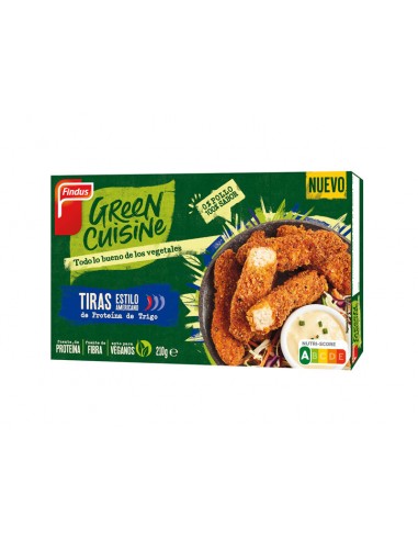 Congelado tiras estilo americano green cuisine 0% pollo 210g