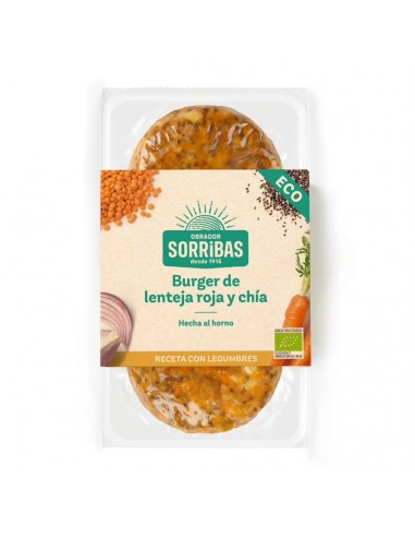 Refrig burger vegetal de lenteja roja y Chía 160g sorribas