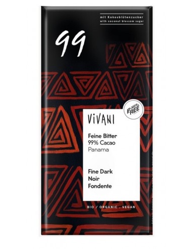 Chocolate BIO negro 99% panamá con azúcar de coco 80gr - vivani