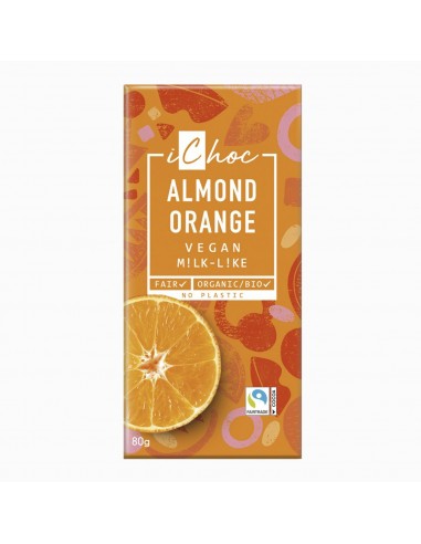 Chocolate vegano BIO con almendra y naranja 80g - ichoc