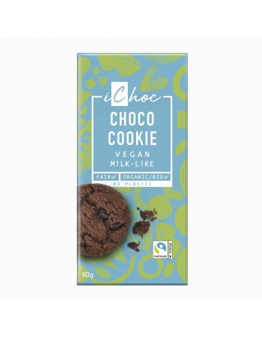 Chocolate vegano BIO con almendra y choco cookies 80g - ichoc