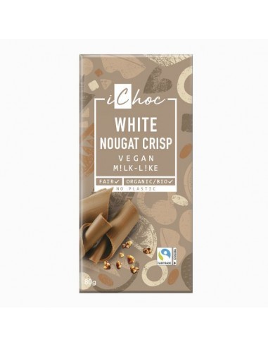 Chocolate blanco vegano BIO con praliné y crocante de avellana  80g - ichoc