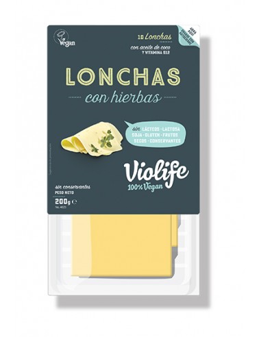 Refrig queso violife lonchas con hierbas 200 gr.