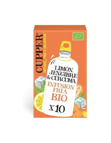 Infusion fria con limon jengibre y curcuma BIO 10 bolsas