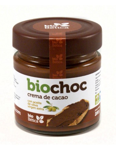 Biochoc crema de cacao BIO 200gr cristal con aceite de oliva virgen extra