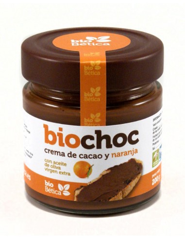 Biochoc crema de cacao naranja BIO 200gr cristal