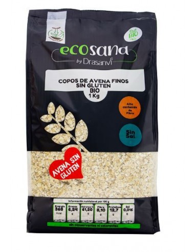 Copos avena finos BIO integral sin gluten 1kg  ecosana