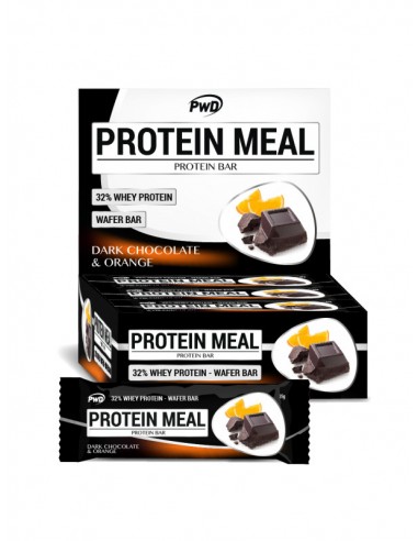 Barrita chocolate negro y naranja protein meal 35gr sin azucar añadido x 12 uds