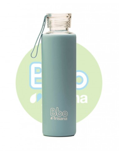 Botella bbo azul borosilicato con silicona 550 ml.  irisana