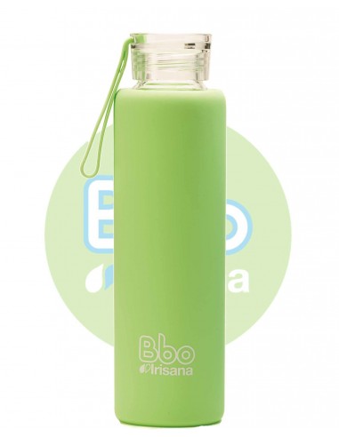 Botella bbo verde borosilicato con silicona 550 ml.  irisana