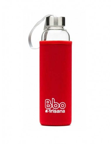 Botella bbo roja borosilicato con neopreno 550 ml.  irisana