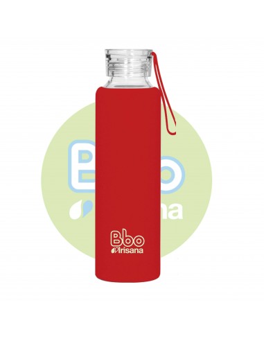 Botella bbo roja borosilicato con silicona 550 ml. irisana