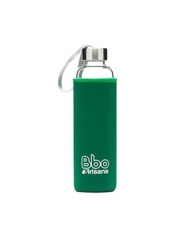 Botella bbo verde borosilicato con neopreno 550 ml.  irisana