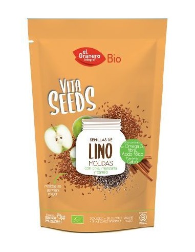 Vitaseeds semillas de lino Chía canela y manzana BIO 200 g