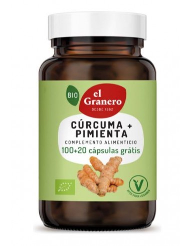 Curcuma  y  pimienta BIO 100  y  20 cap. 440 mg